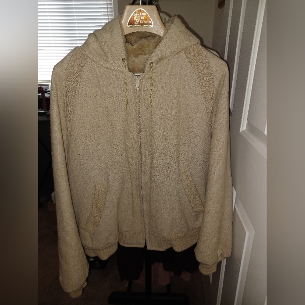 William Barry Tan Zip Up Sweater Knit Relaxed Fit